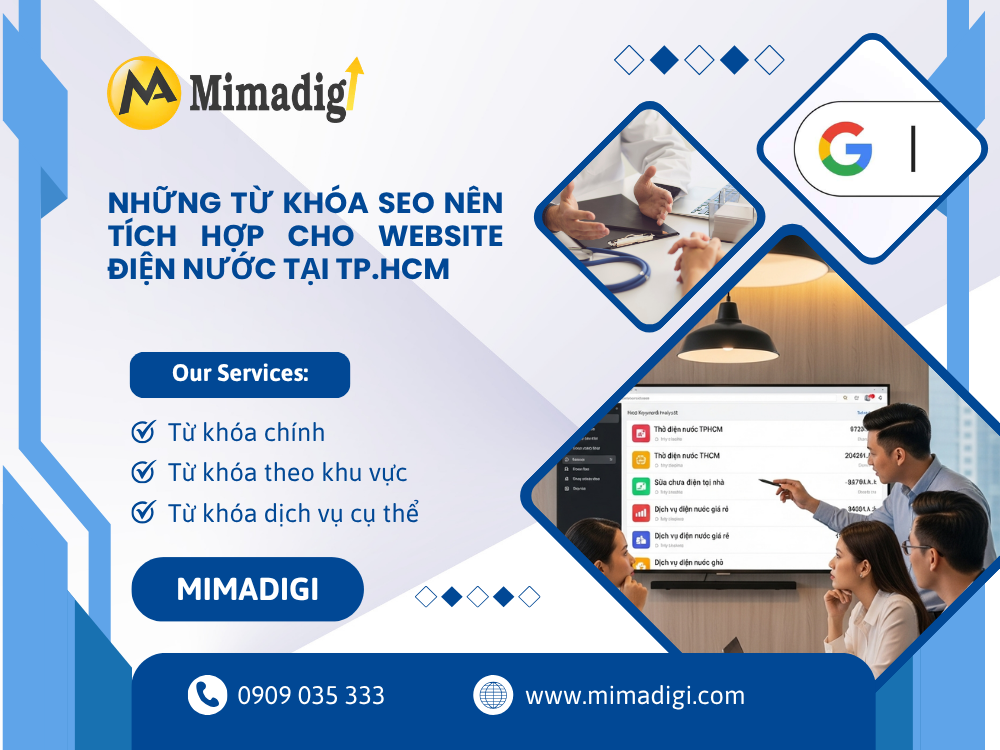 Những từ khóa SEO nên tích hợp cho website điện nước tại TP.HCM tại mimadigi