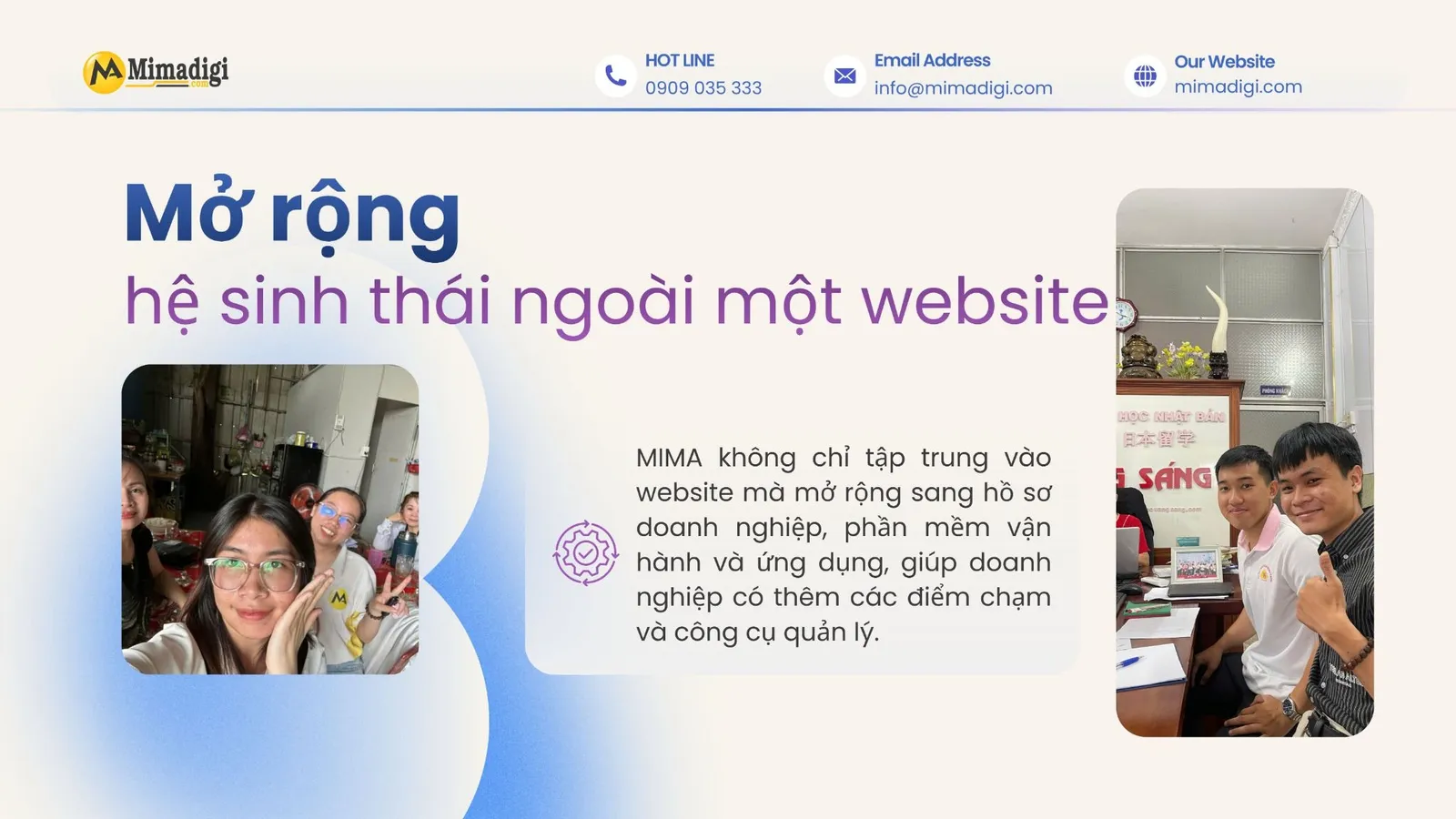 Hệ sinh thái MIMA mở rộng từ website sang hồ sơ doanh nghiệp, phần mềm và ứng dụng