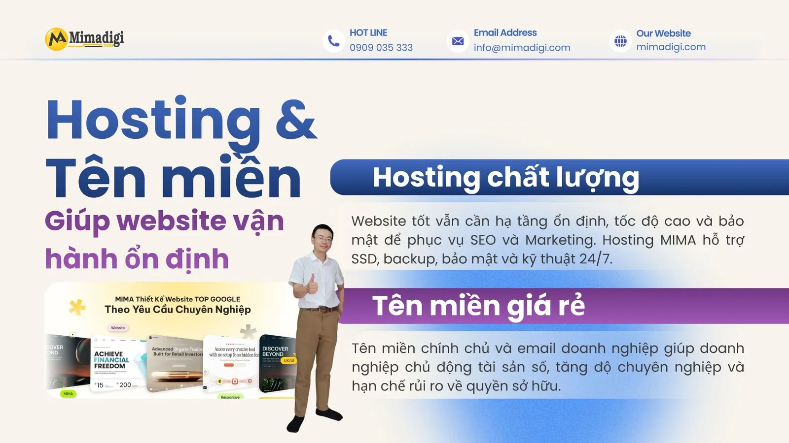 Hosting SEO và tên miền MIMA hỗ trợ website vận hành ổn định