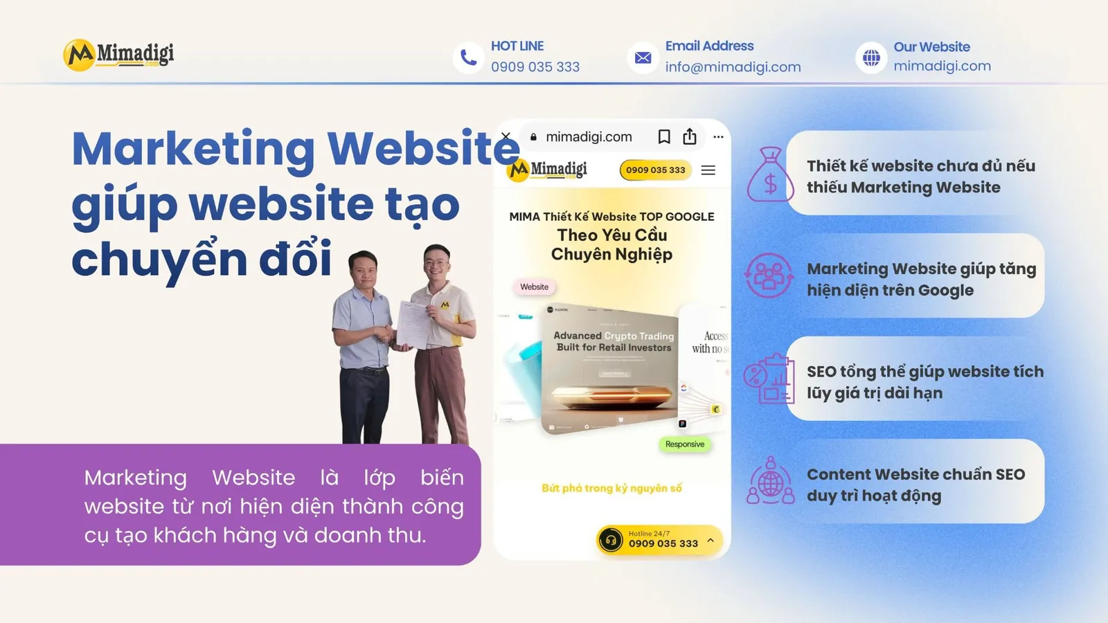 Marketing Website MIMA kết hợp SEO, Content, Backlink và quảng cáo