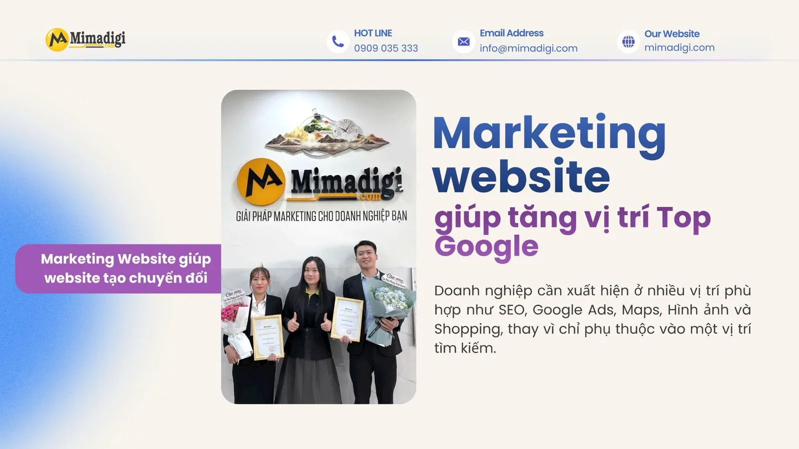 Website xuất hiện trên Google Search, Google Ads, Google Maps và Google Hình ảnh
