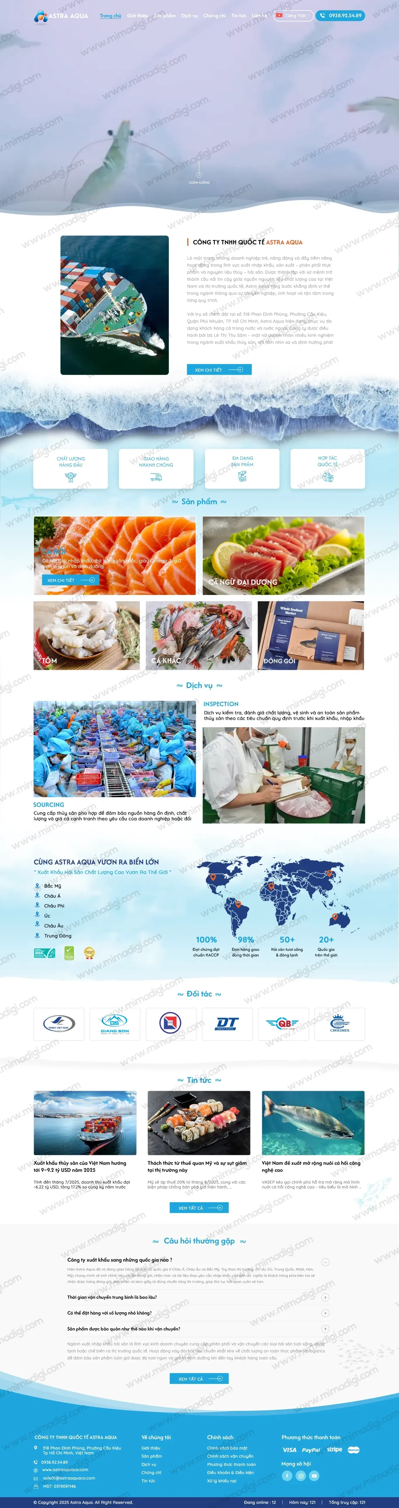 Website Astra Aqua – Giải Pháp Số Từ MIMADIGI
