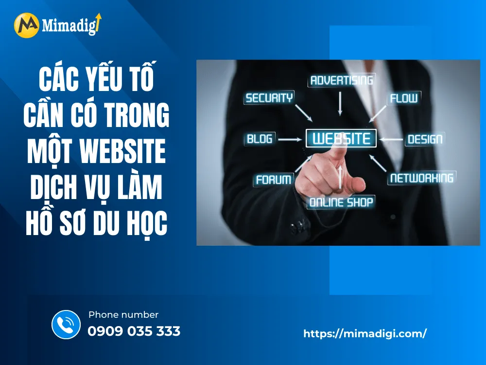 Các yếu tố cần có trong một website dịch vụ làm hồ sơ du học tại MIMA