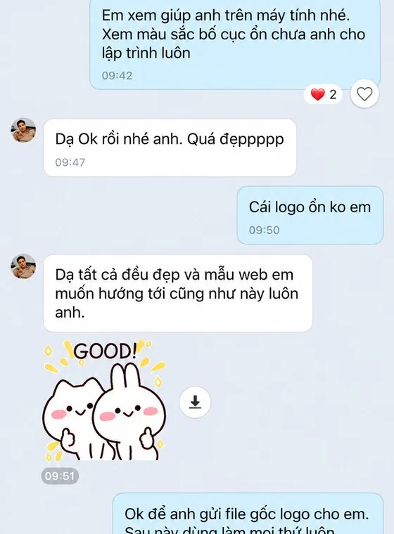 Ảnh chụp tin nhắn khách hàng gửi cho MIMA