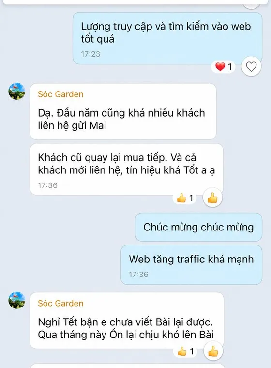 Ảnh chụp tin nhắn khách hàng gửi cho MIMA