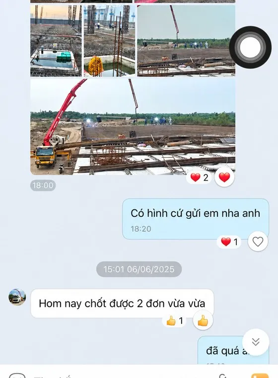 Ảnh chụp tin nhắn khách hàng gửi cho MIMA