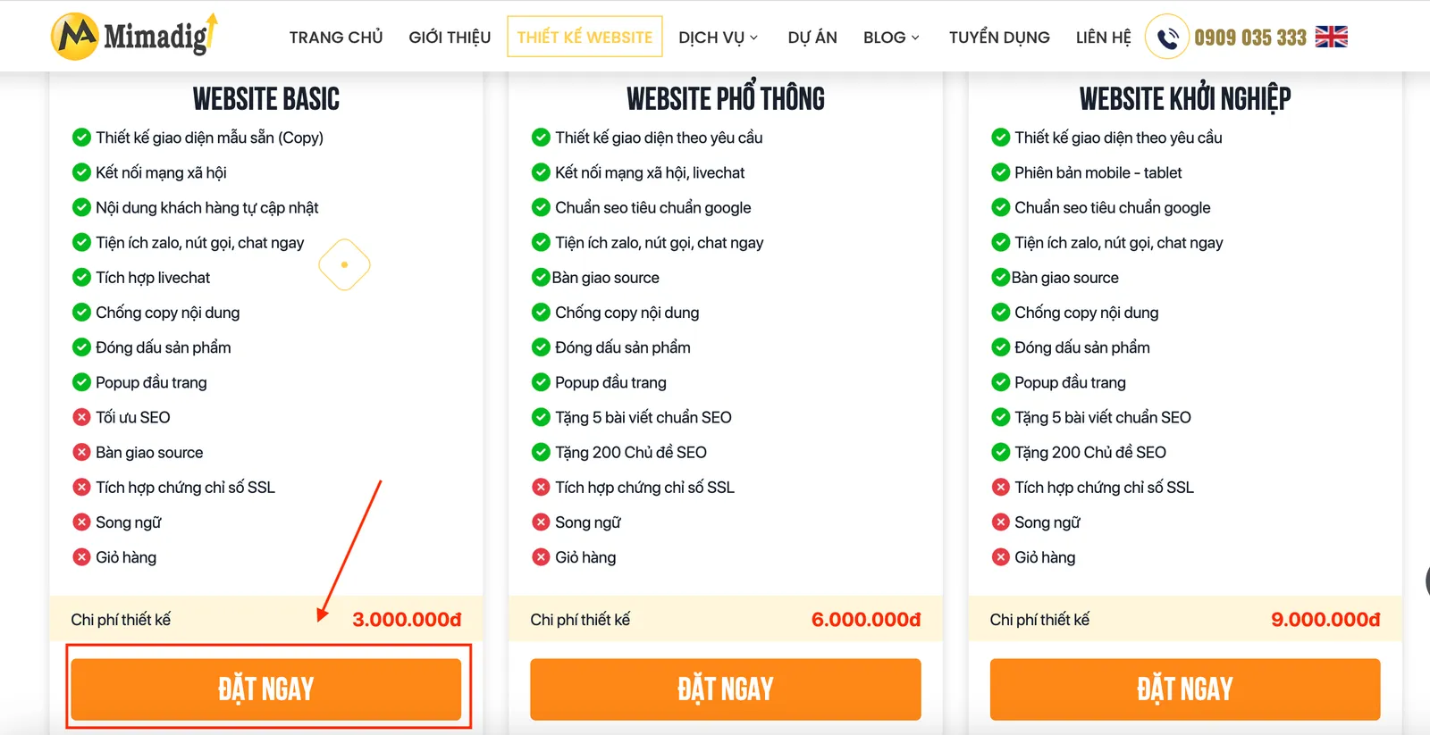 Chính sách mua hàng thiết kế website