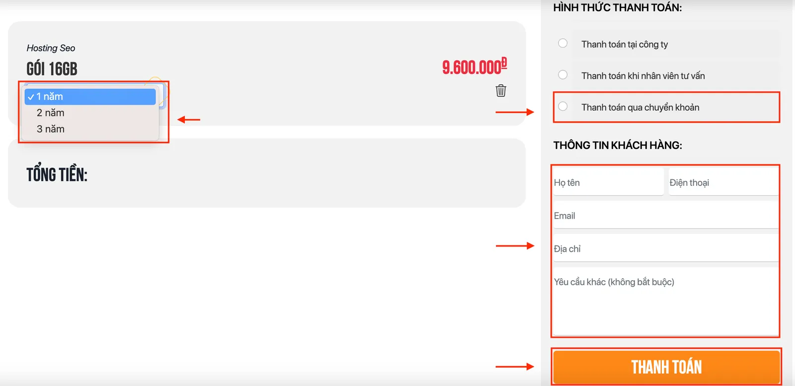 Chính sách mua hosting seo