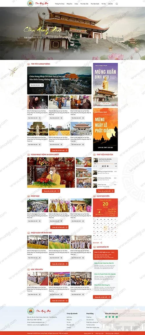 MIMA Thiết Kế Website Phật Giáo Chùa Hưng Pháp