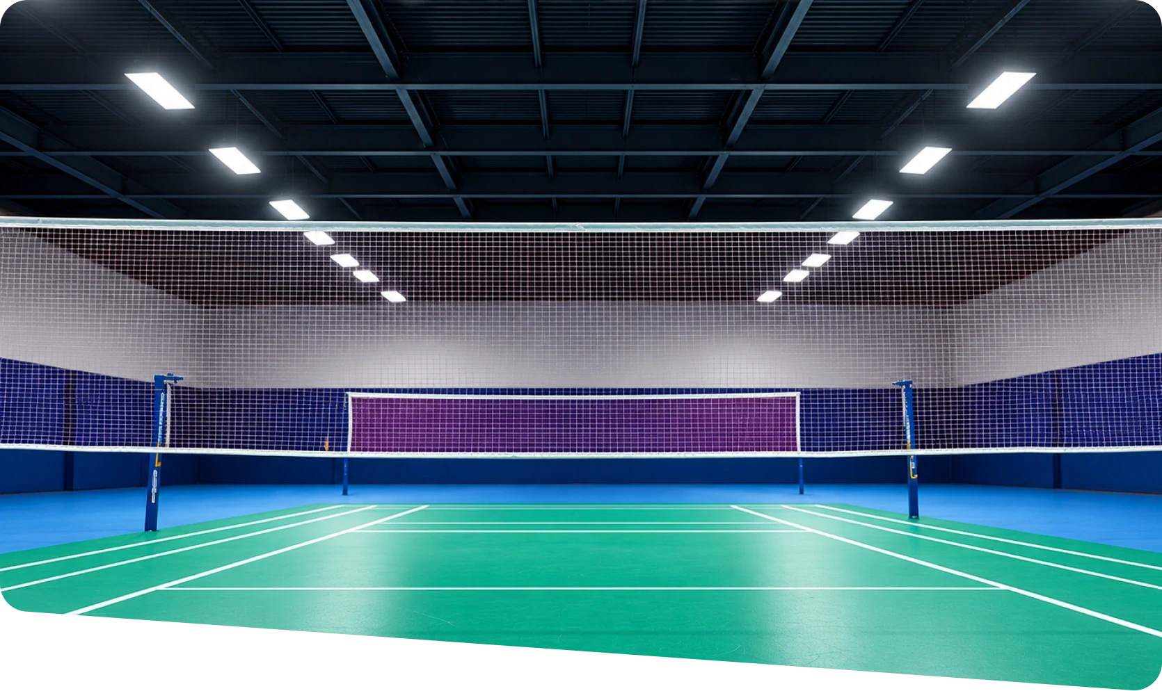 The indoor badminton court where the MIMA team plays every week