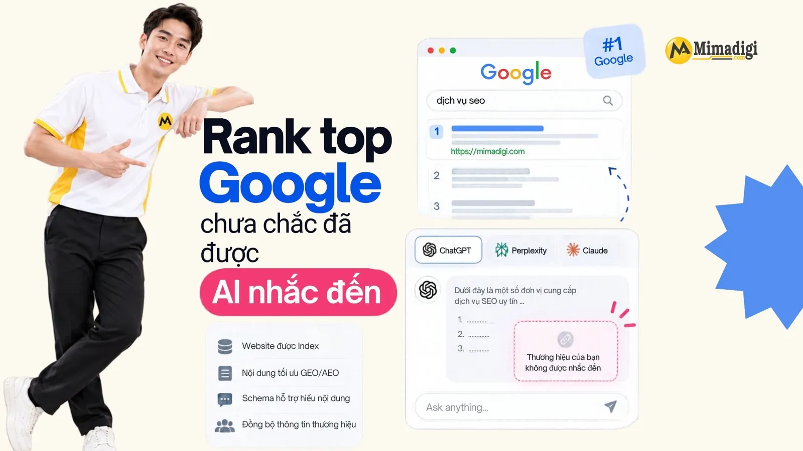 Website phải được Google lập chỉ mục và đủ điều kiện hiển thị trong AI Overviews
