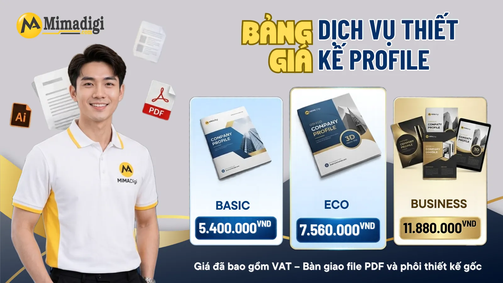 MIMA cung cấp 3 gói dịch vụ thiết kế profile 
