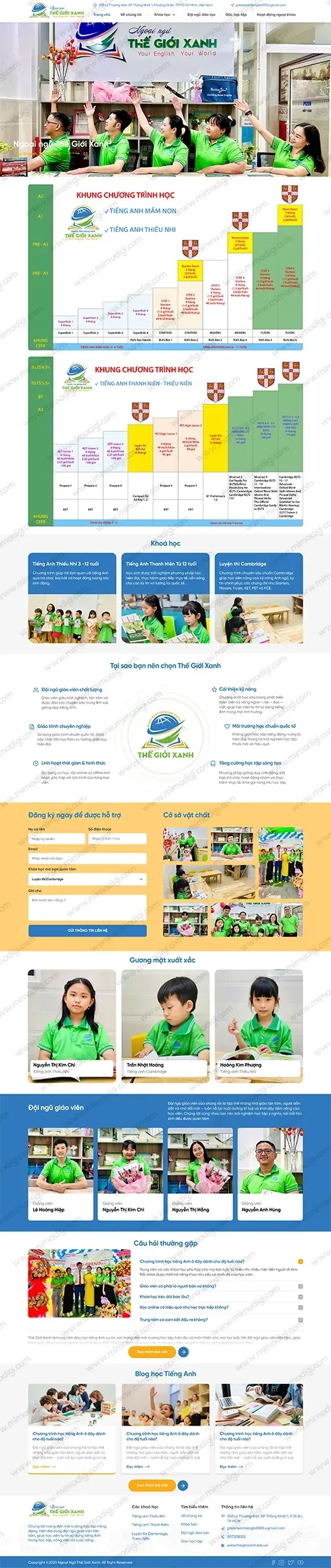 Thiết Kế Website Chuẩn SEO Dành Cho Trung Tâm Ngoại Ngữ Thế Giới Xanh