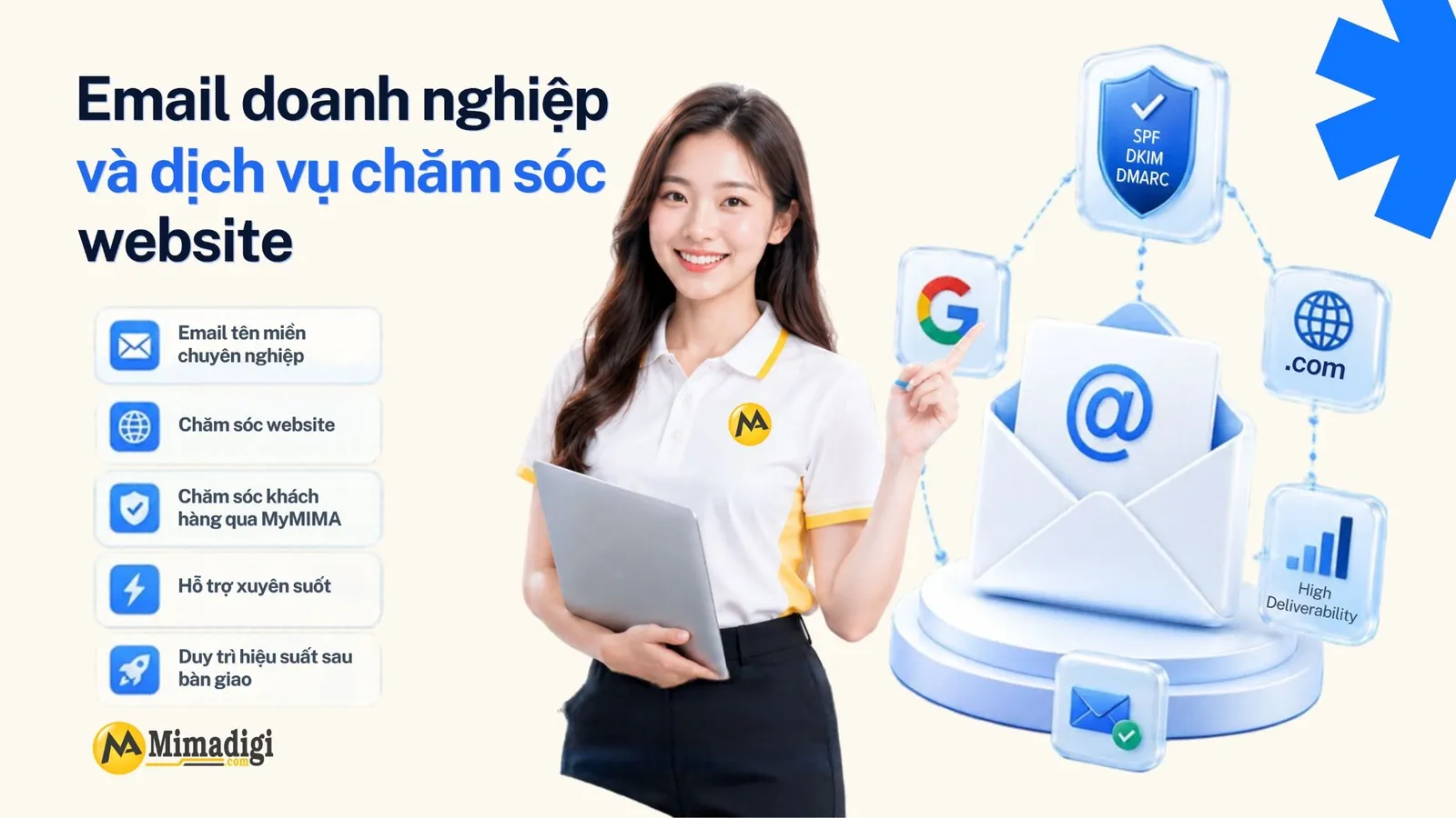Email doanh nghiệp và chăm sóc website giúp duy trì hình ảnh thương hiệu sau bàn giao