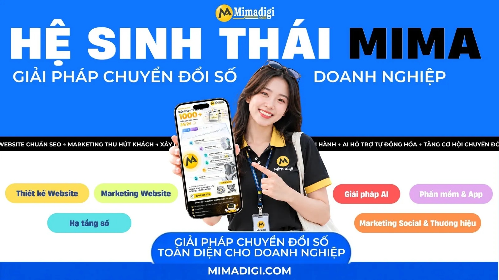 Hệ sinh thái MIMA kết nối website, marketing, phần mềm và AI hỗ trợ chuyển đổi số doanh nghiệp