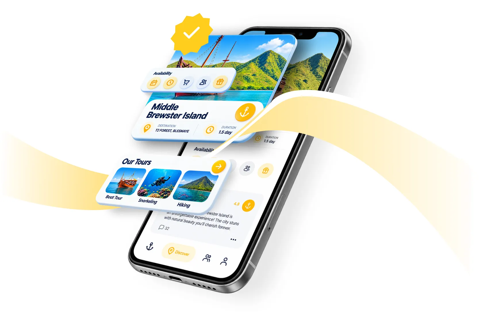 Ứng dụng du lịch do MIMA thiết kế trên iPhone cùng các thẻ đặt tour