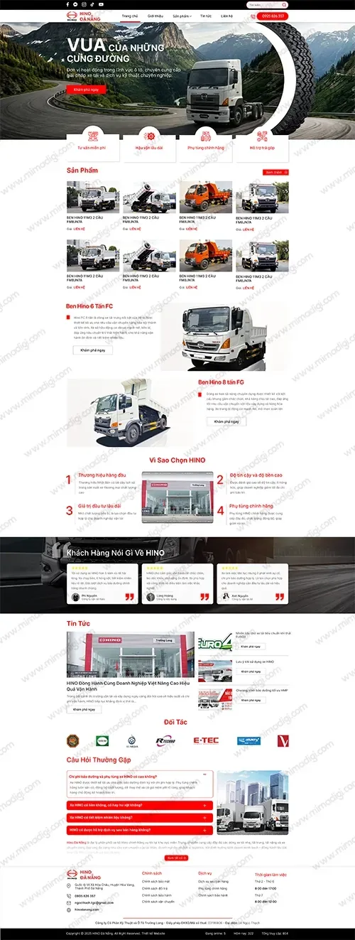 Triển Khai Website Doanh Nghiệp Cho Hino Đà Nẵng