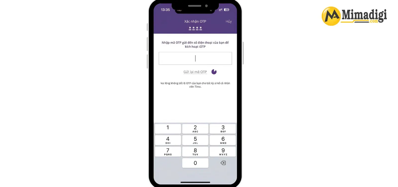 Nhập mã xác thực OTP