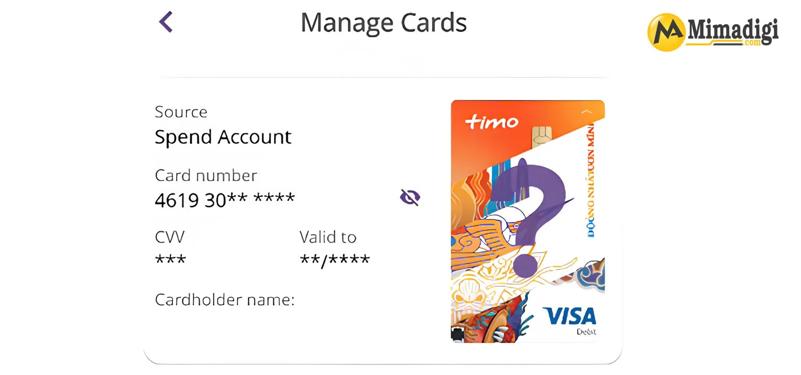 Xem thông tin thẻ Visa