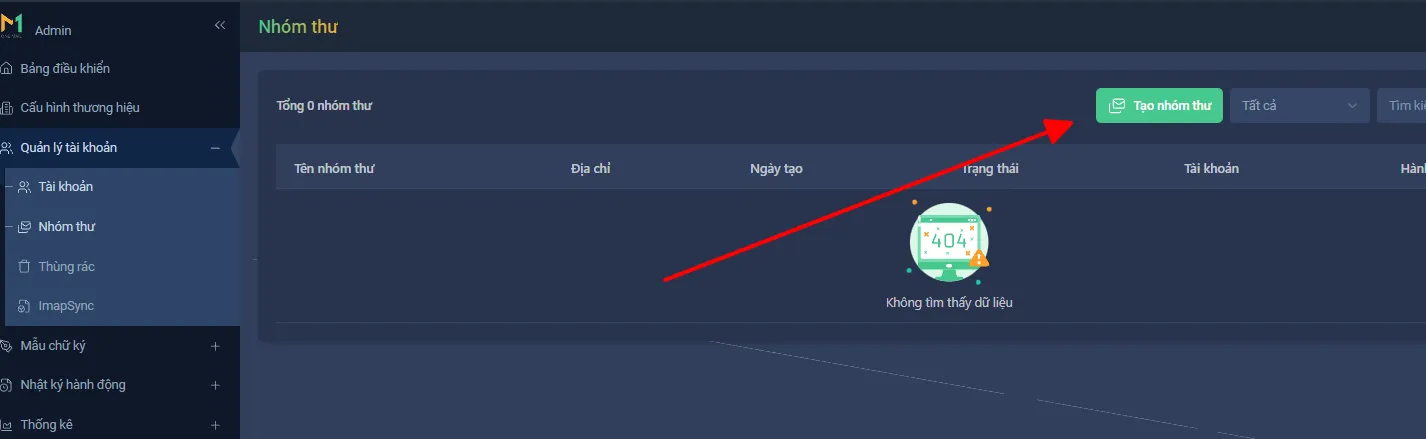 Hướng dẫn quản lý nhóm thư trên trang quản trị OneMail