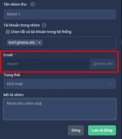 Hướng dẫn quản lý nhóm thư trên trang quản trị OneMail
