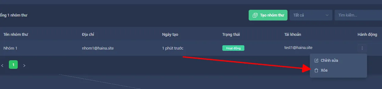Hướng dẫn quản lý nhóm thư trên trang quản trị OneMail