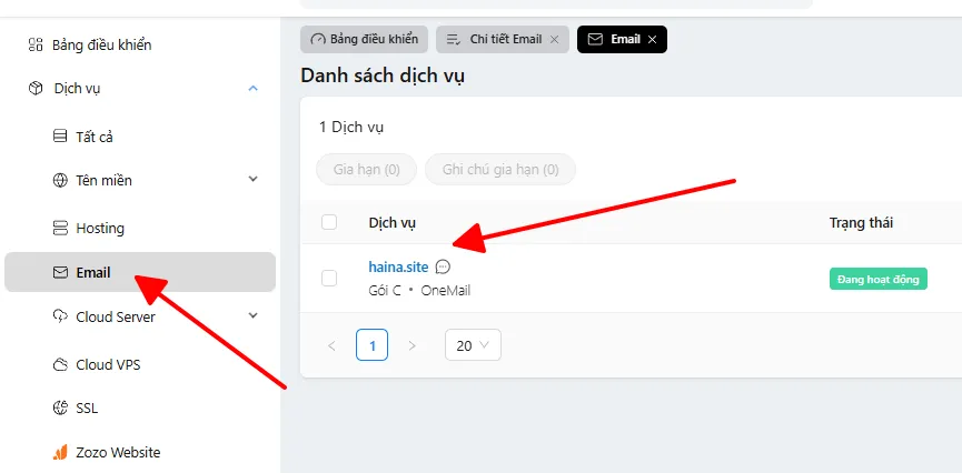 Hướng dẫn quản lý nhóm thư trên trang quản trị OneMail