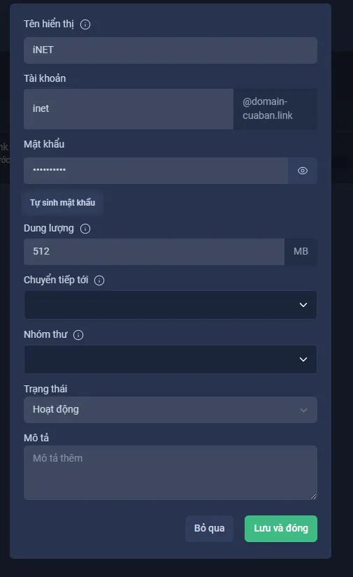 Hướng dẫn quản lý tài khoản trên trang quản trị OneMail