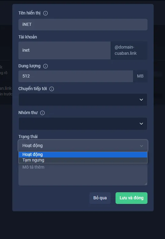 Hướng dẫn quản lý tài khoản trên trang quản trị OneMail
