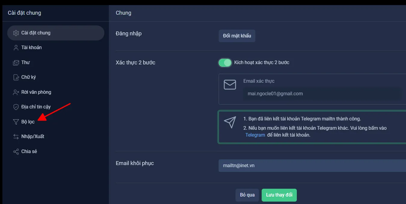 Bước 3: Mở tính năng bộ lọc