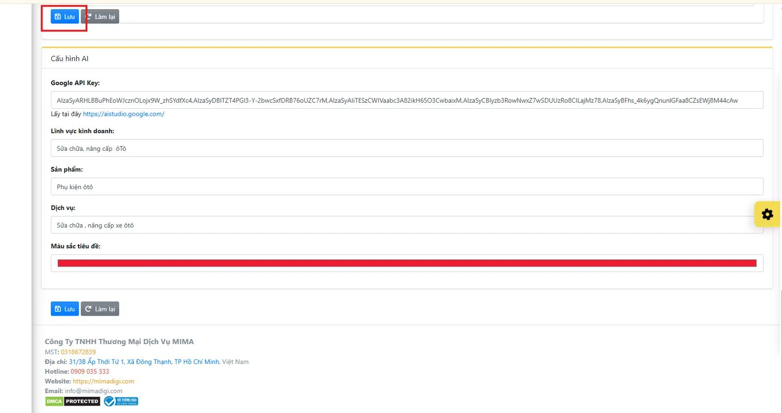 Bước 11: Dán API Key và lưu lại