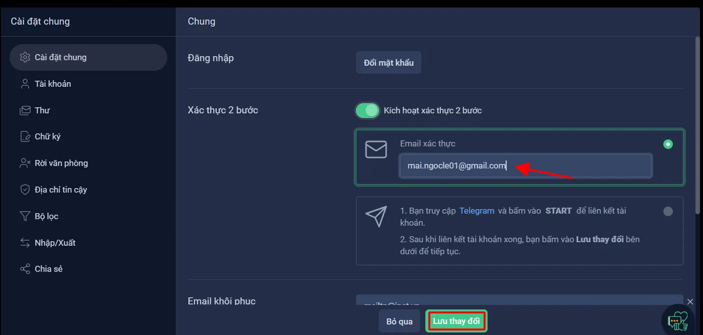 Bước 4: Chọn phương thức xác thực