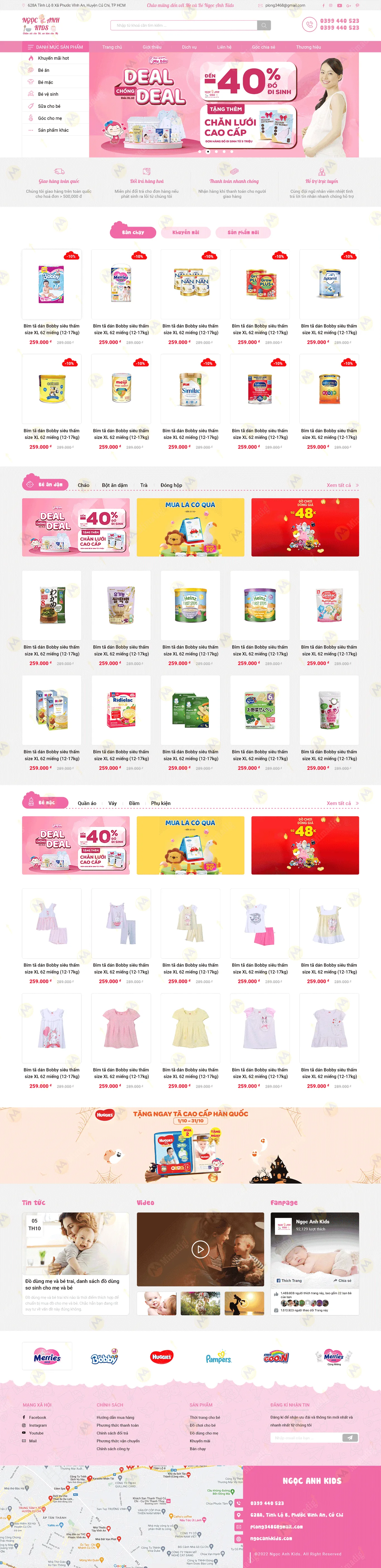 Ngọc Anh Kids – Website bán hàng chuyên nghiệp, chuẩn SEO cho thương hiệu thời trang trẻ em với thiết kế web MIMA