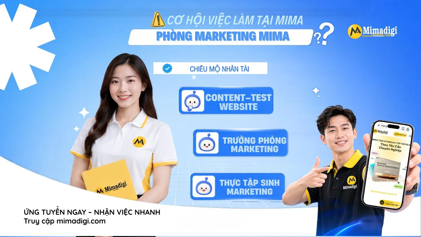 Phòng marketing MIMA triển khai Content SEO, quảng cáo, backlink, SEO và sản xuất video
