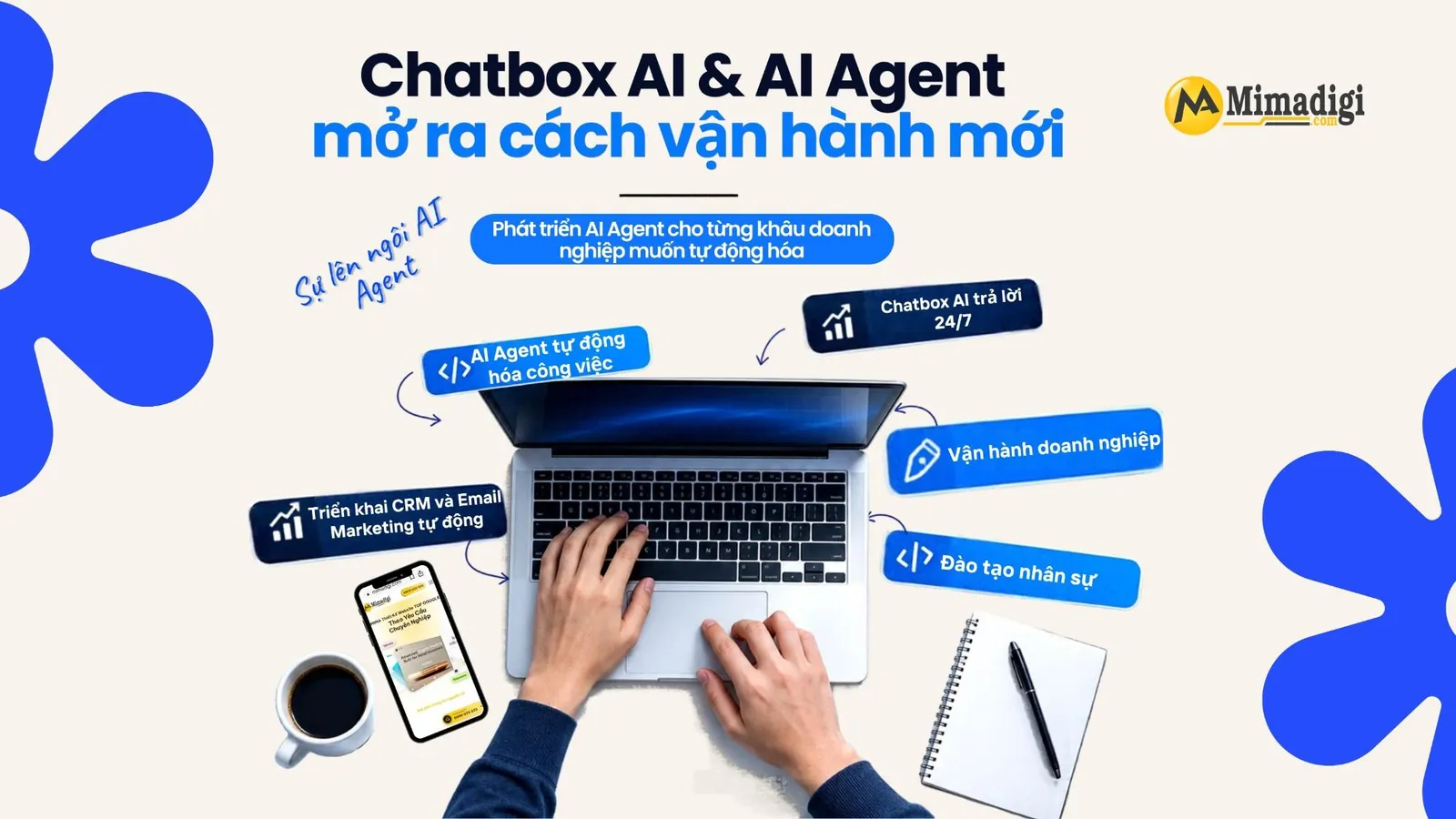 Chatbox AI và AI Agent hỗ trợ phản hồi khách hàng, tự động hóa marketing và quy trình vận hành.
