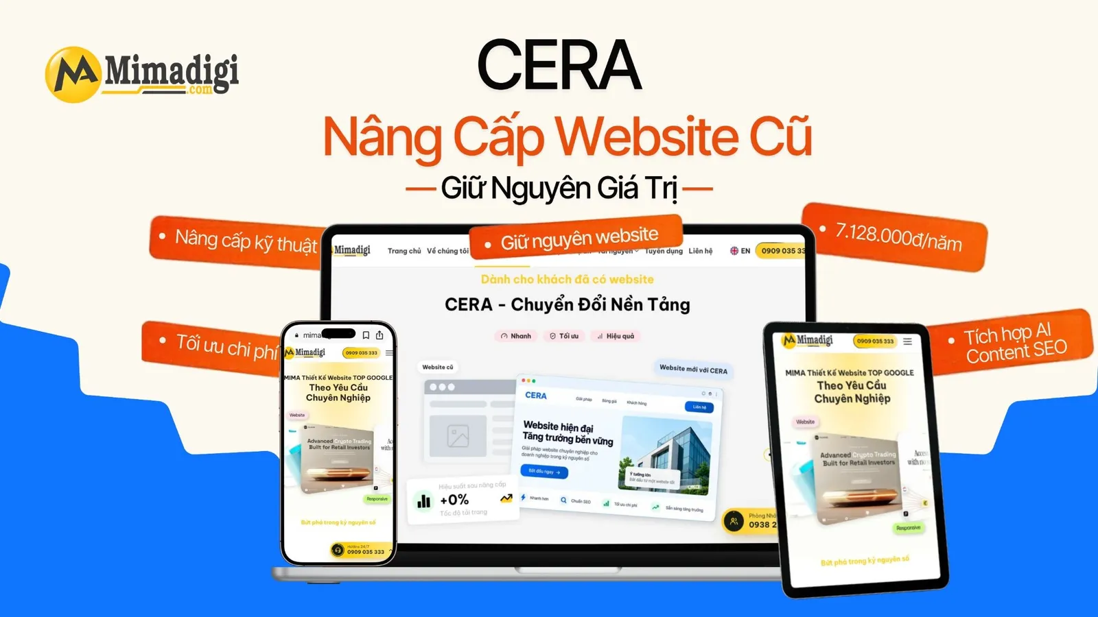 CERA chuyển đổi nền tảng website cũ sang PHP chuẩn SEO, giữ giao diện và nội dung hiện có.