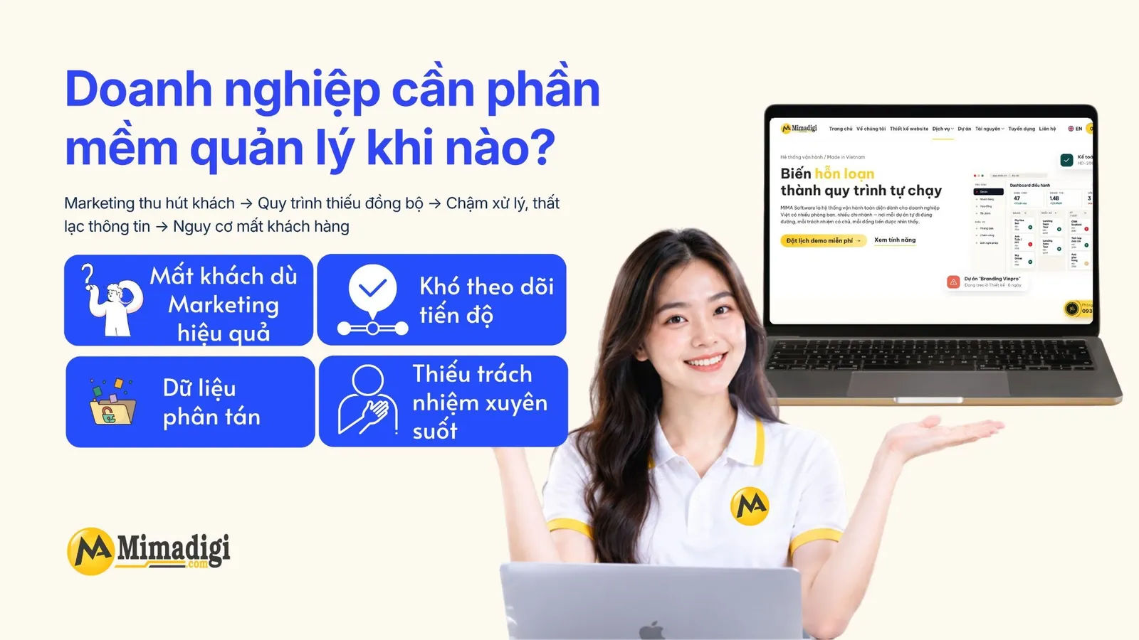 Doanh nghiệp gặp khó khăn trong quản lý công việc, theo dõi tiến độ và xử lý yêu cầu khách hàng