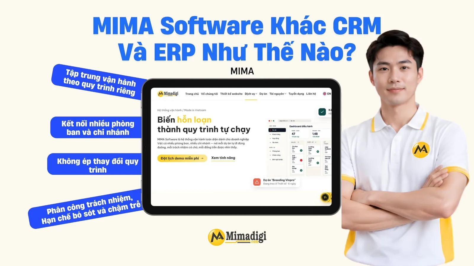 Khác biệt giữa MIMA Software với CRM và ERP trong quản lý vận hành doanh nghiệp