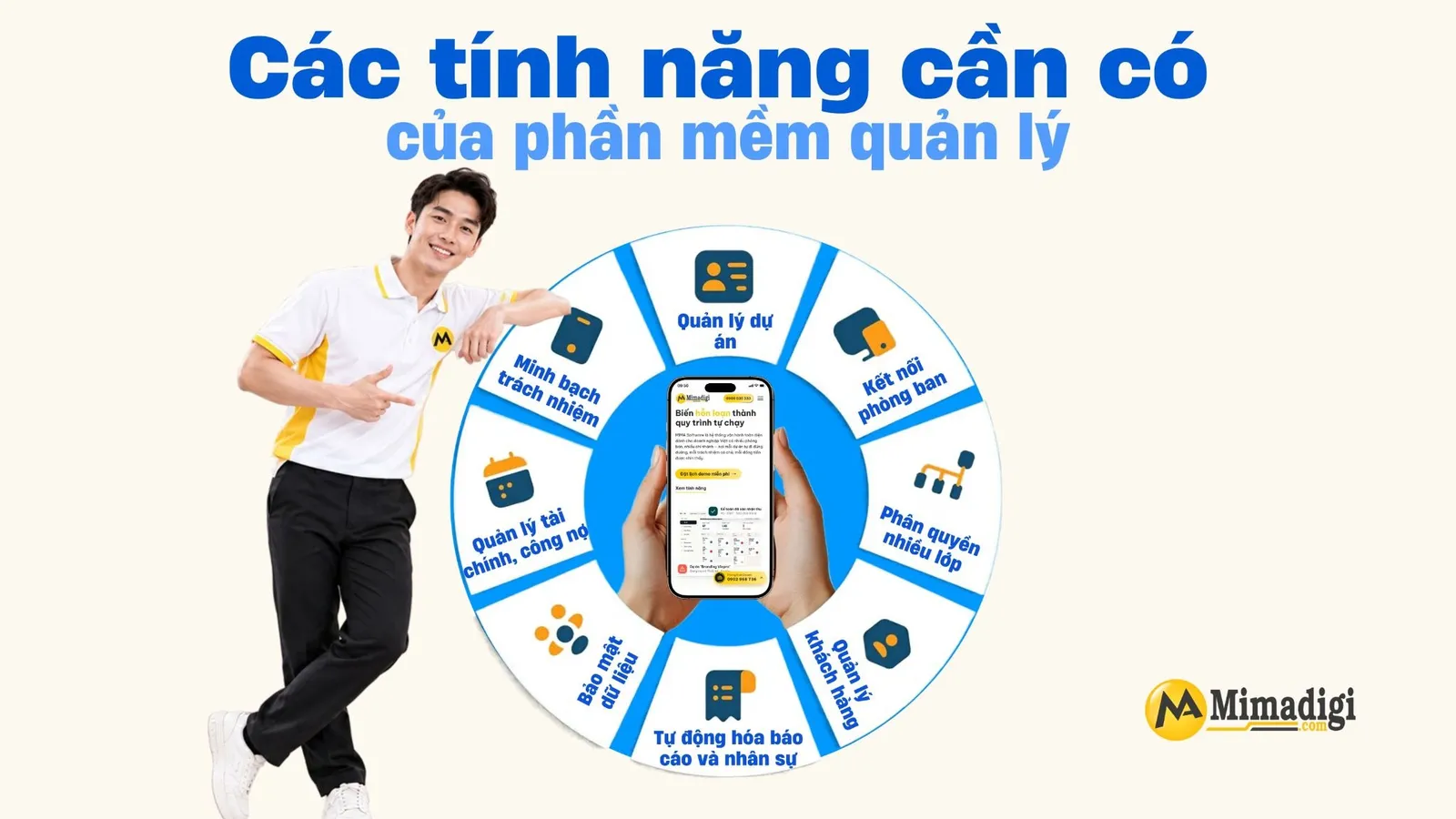 MIMA Software quản lý dự án, khách hàng, hợp đồng, công nợ, nhân sự và phân quyền theo chi nhánh