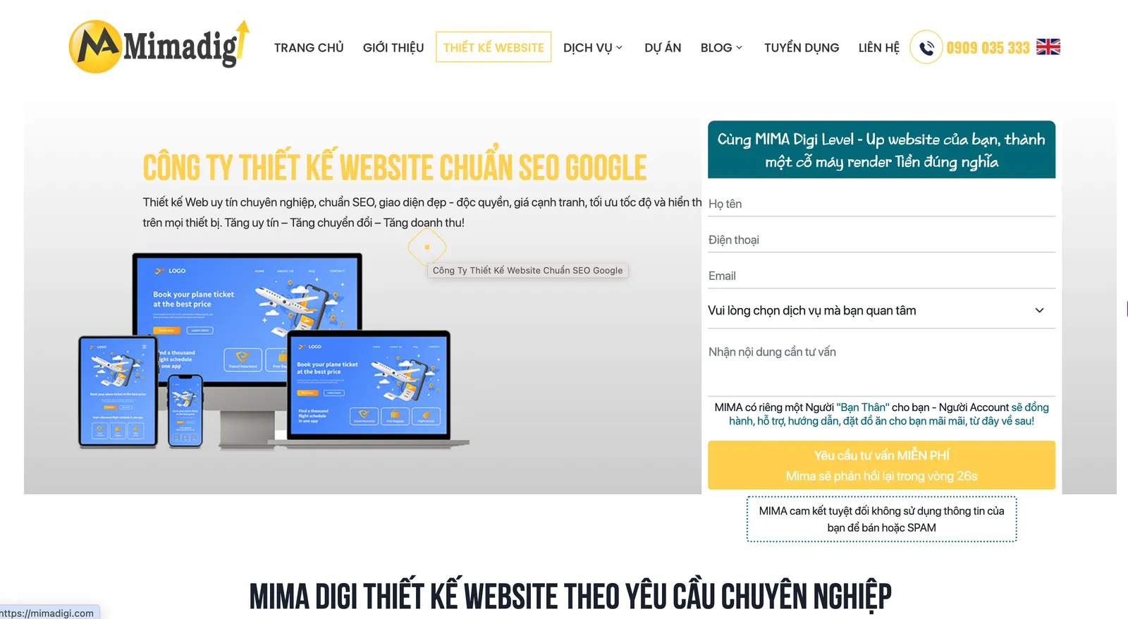 MIMADigi – Dịch vụ thiết kế website chuẩn SEO Google