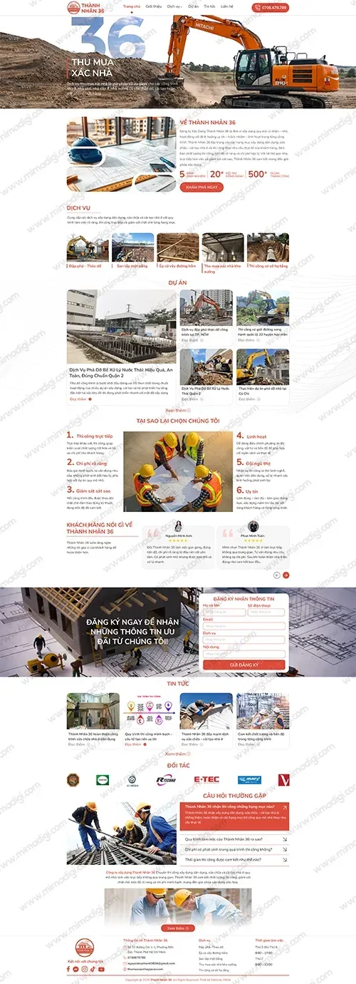 Dự Án Website Thành Nhân 36 Do MIMA Thực Hiện