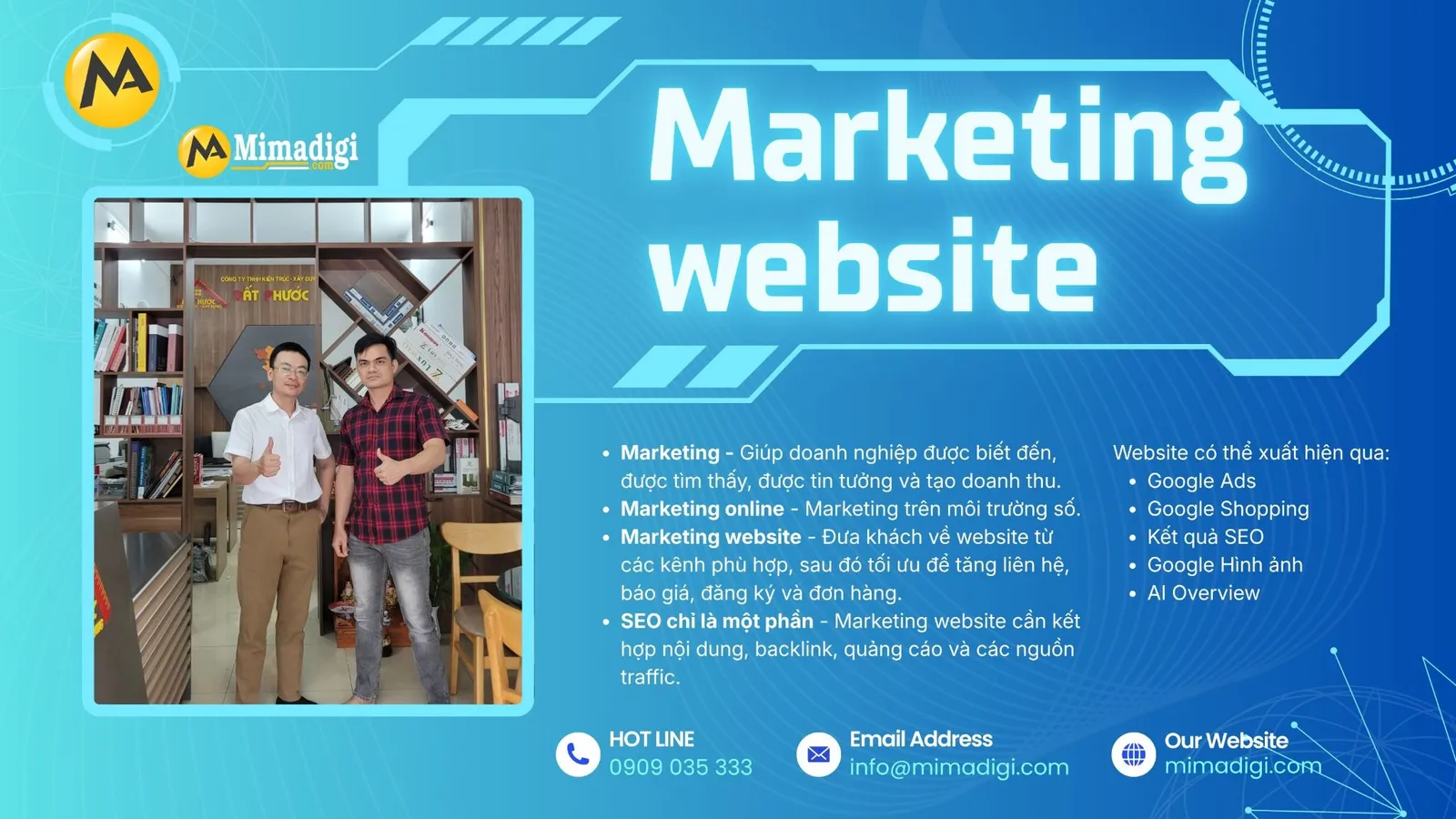Marketing, Marketing online và Marketing social kết hợp website trên nhiều nền tảng