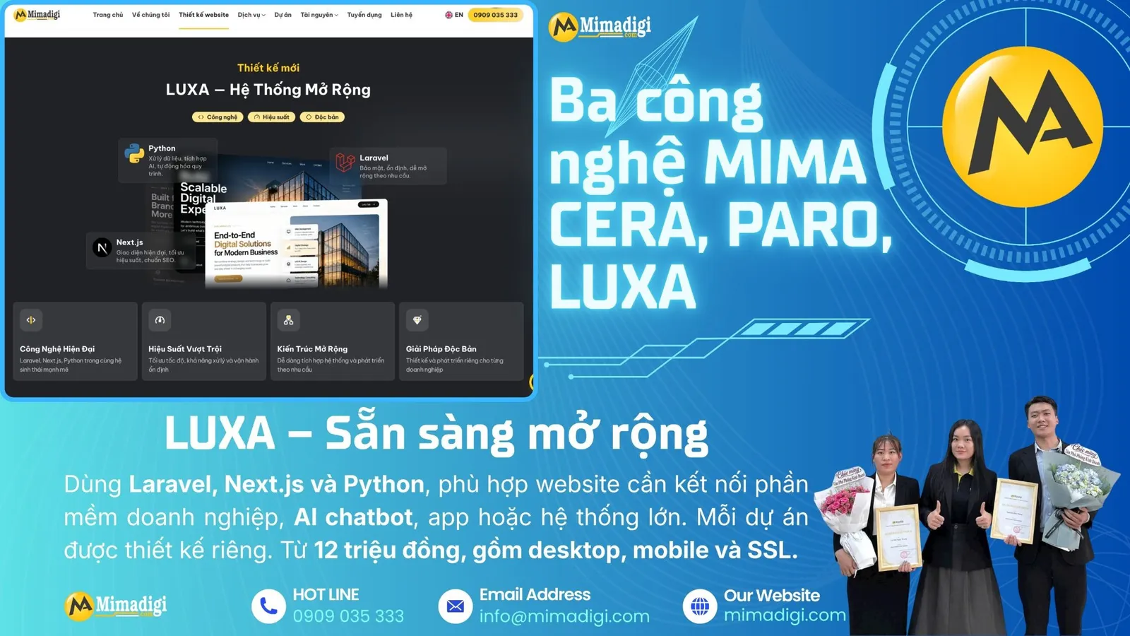 LUXA phát triển website tích hợp hệ thống, AI và khả năng mở rộng