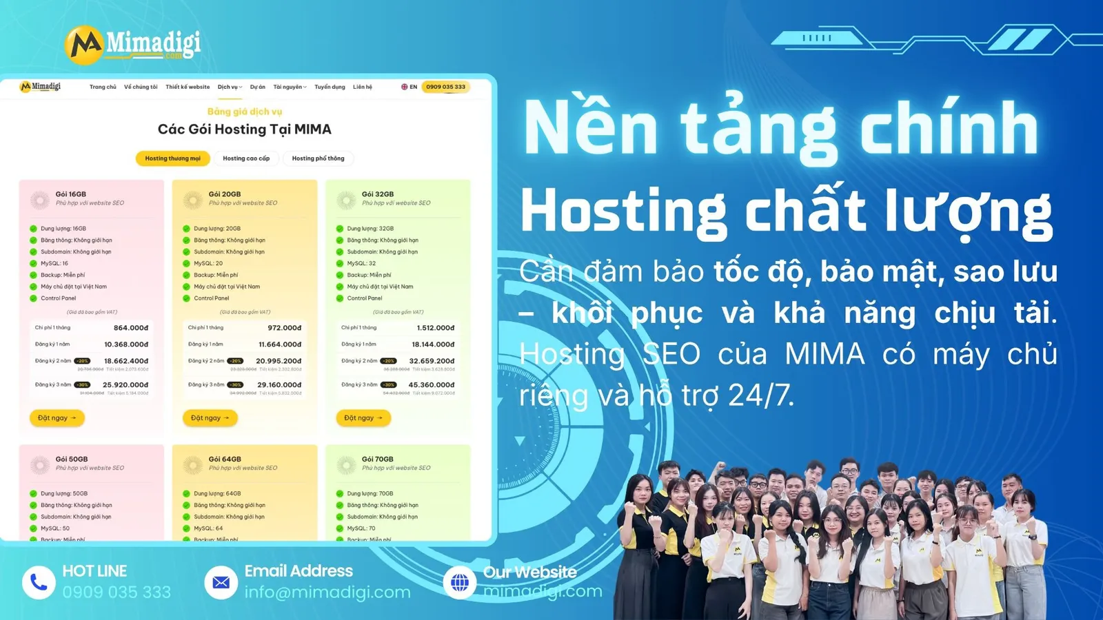 Hosting SEO MIMA hỗ trợ vận hành và phát triển website