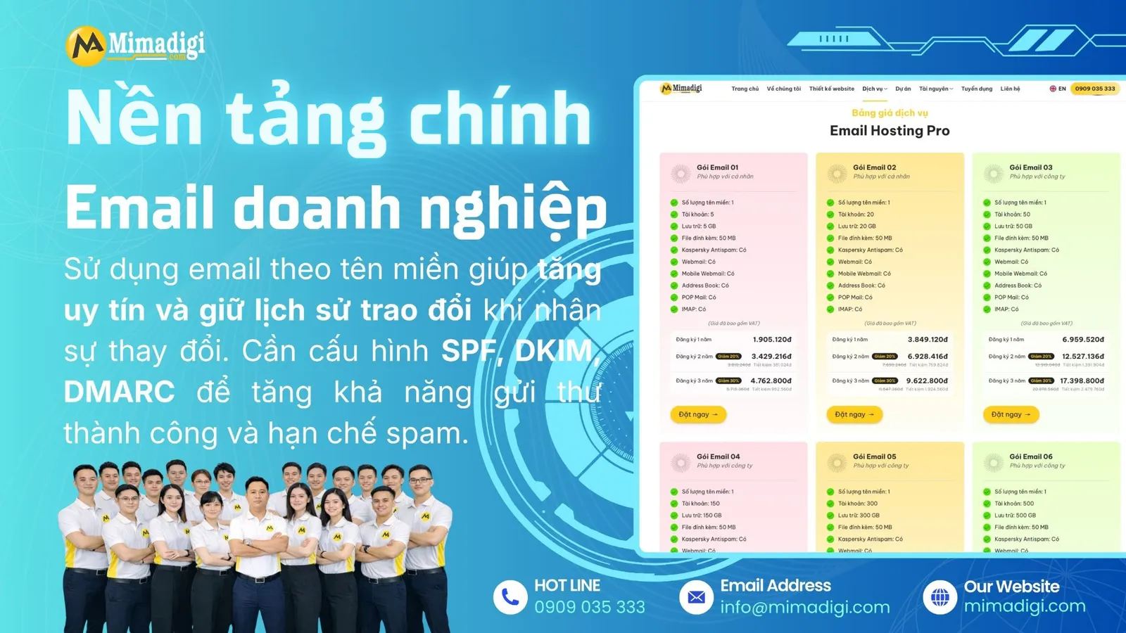 Email Doanh Nghiệp chuyên nghiệp trên nền tảng MIMA