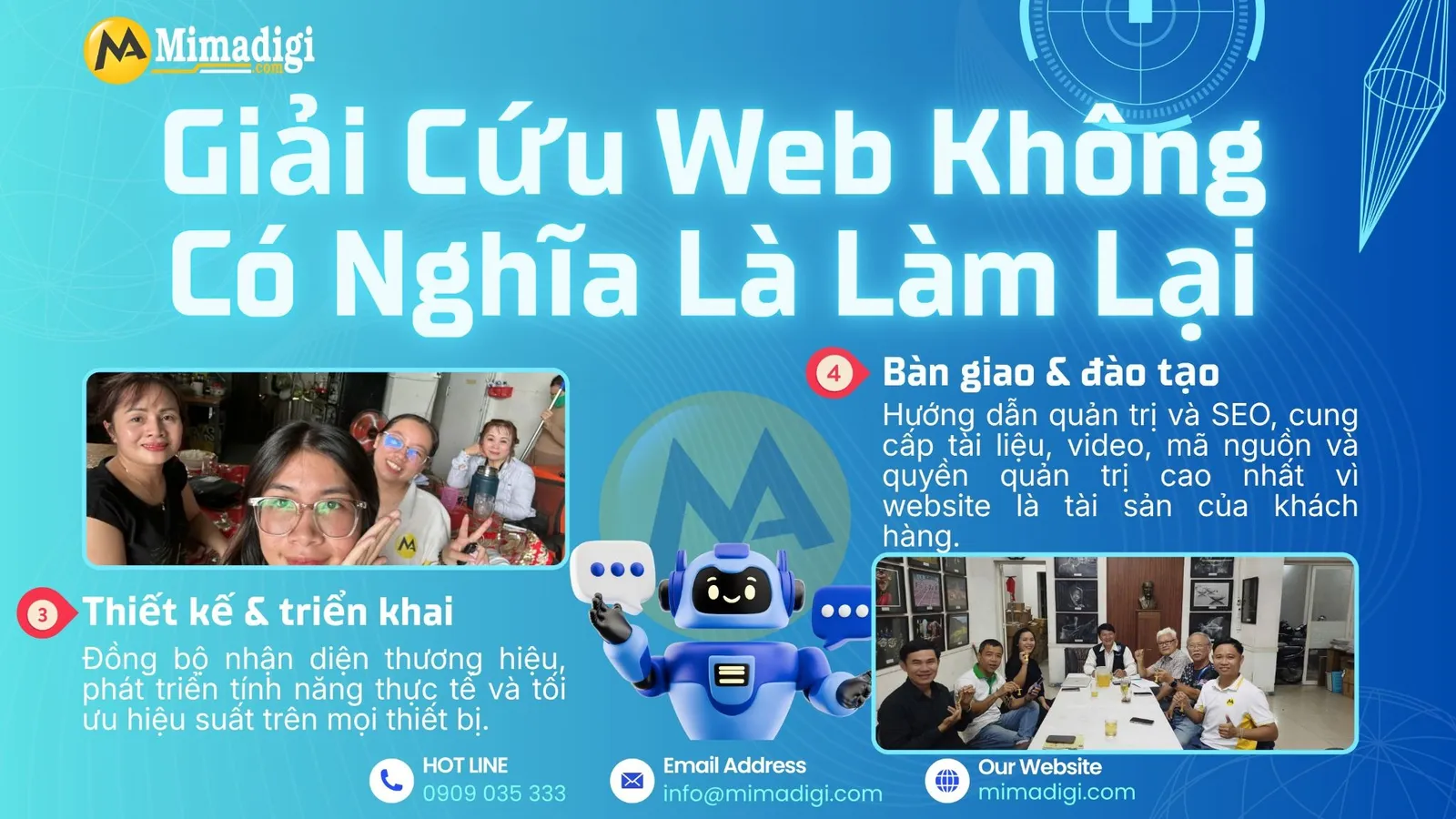 Quy trình giải cứu website triển khai, bàn giao và đào tạo website