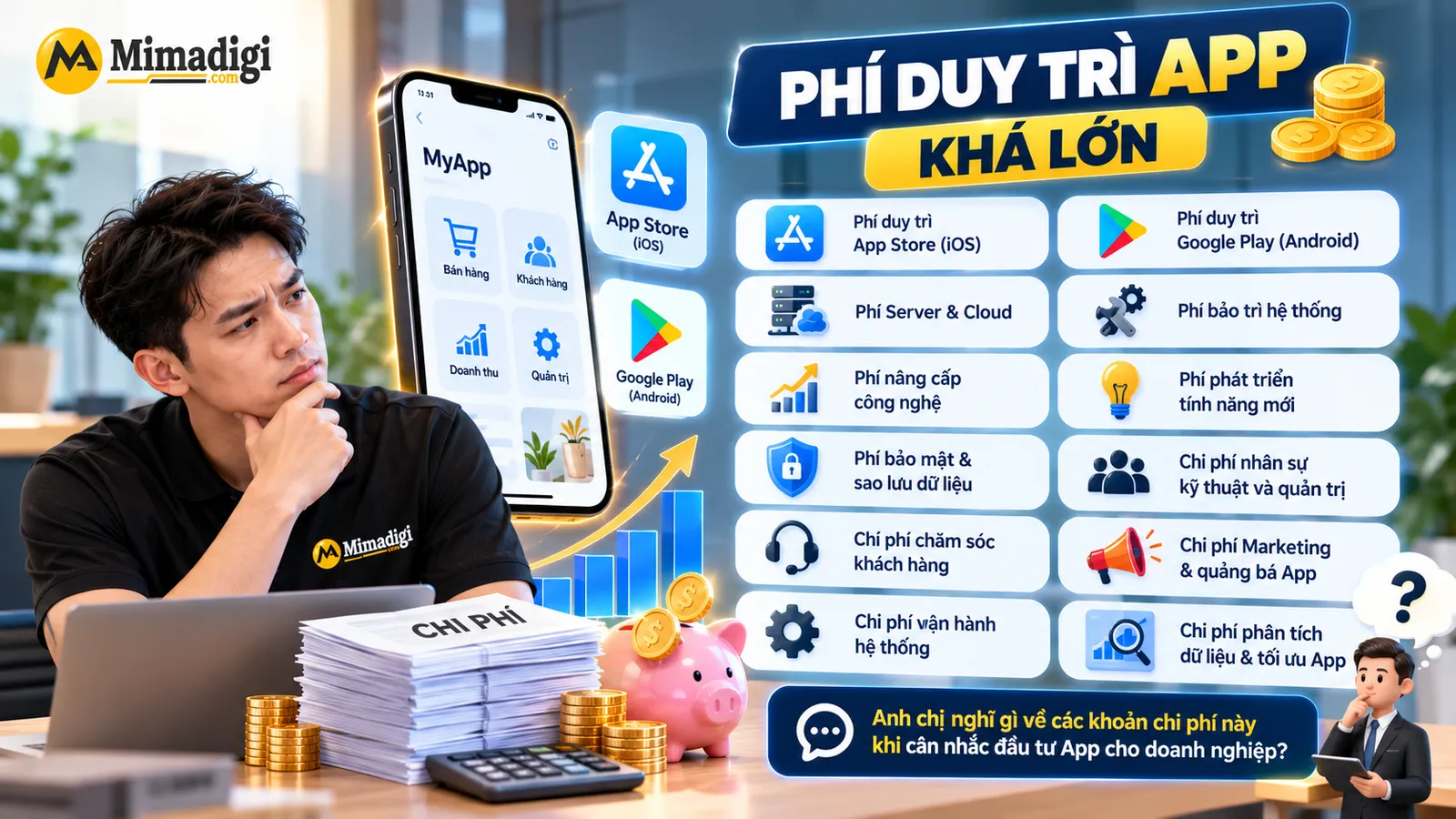 Phí duy trì thiết kế app hằng năm rất lớn