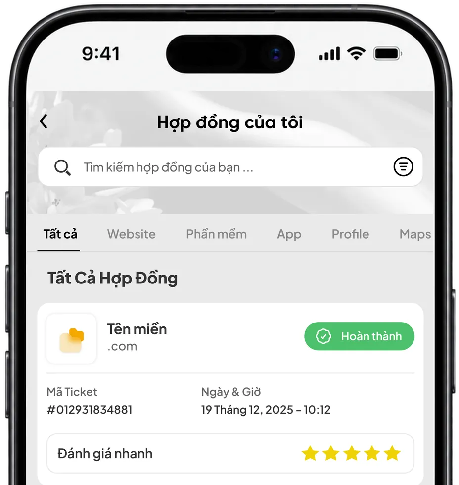 Màn hình “Hợp đồng của tôi” trên app MyMIMA