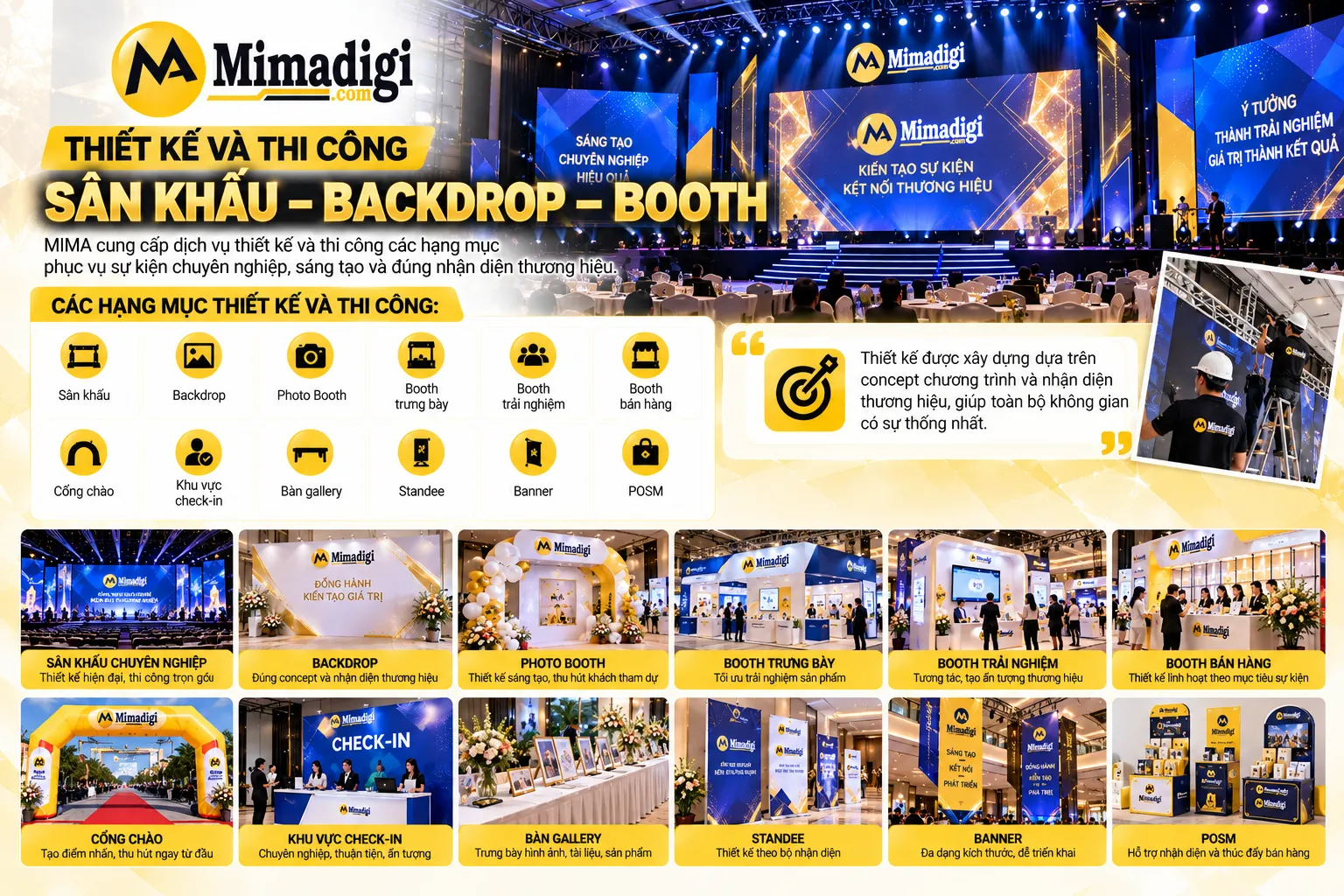 Thiết kế sự kiện Sân Khấu Backdrop Booth