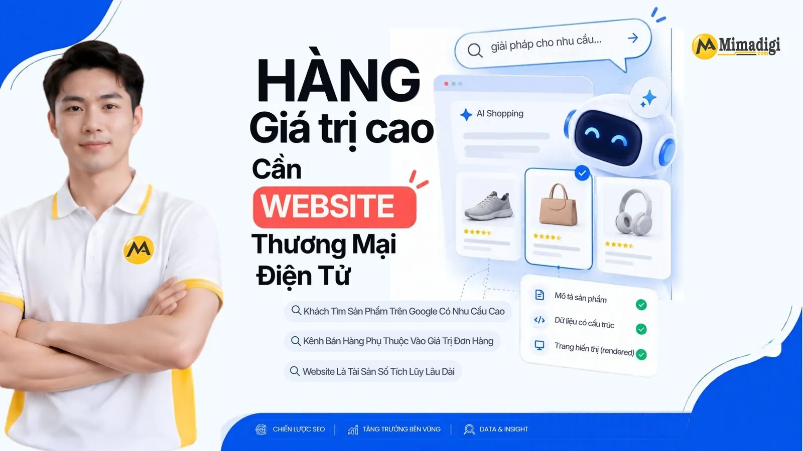 Website thương mại điện tử chuẩn SEO giúp tiếp cận khách tìm kiếm trên Google, bán sản phẩm giá trị cao và xây dựng thương hiệu lâu dài